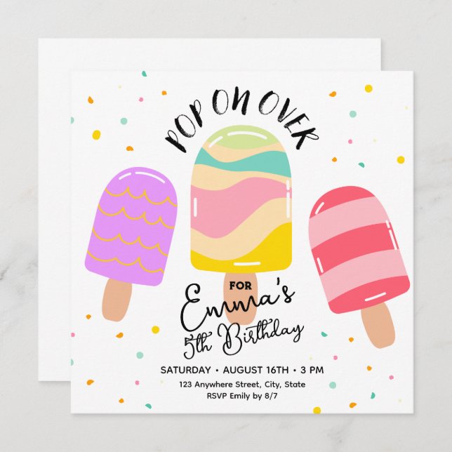 Cartão postal pop sobre Convite de aniversário (Frente/Verso)