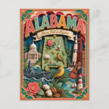 PopCut Estados Alabama Arte Colorida em Papel 3D