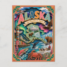 PopCut Estados Alasca Arte Colorida em 3D em Papel