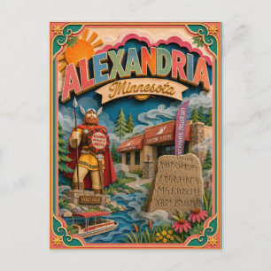 Cartão Postal PopCut Estados Alexandria Minnesota Arte em Papel