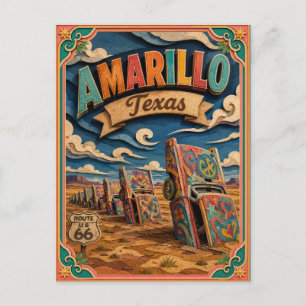 Cartão Postal PopCut Estados Amarillo Texas Arte em Papel
