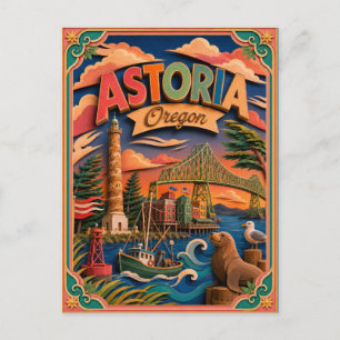 Cartão Postal PopCut Estados Astoria Oregon Arte em Papel