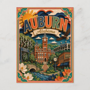 Cartão Postal PopCut Estados Auburn Alabama Arte de Papel