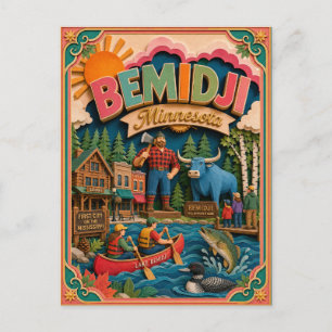 Cartão Postal PopCut Estados Bemidji Minnesota Arte em Papel