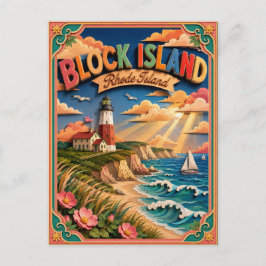 Cartão Postal PopCut Estados Block Island Rhode Island Arte em P