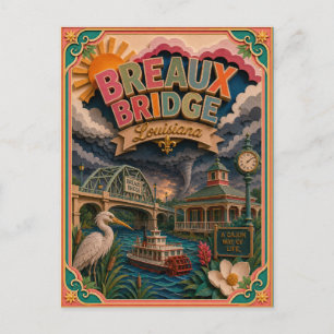 Cartão Postal PopCut Estados Breaux Bridge Louisiana Arte em Pap