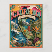 PopCut Estados Califórnia Arte Colorida em Papel 3