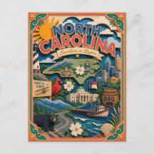 PopCut Estados Carolina do Norte Arte Colorida em