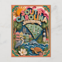PopCut Estados Carolina do Sul Arte Colorida em Pa