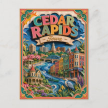 PopCut Estados Cedar Rapids Iowa Arte em Papel