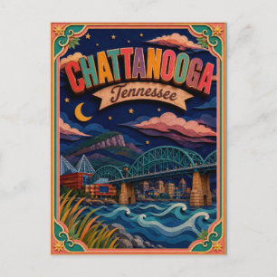 Cartão Postal PopCut Estados Chattanooga Tennessee Arte em Papel