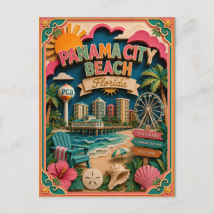 Cartão Postal PopCut Estados Cidade da Praia do Panamá Flórida A