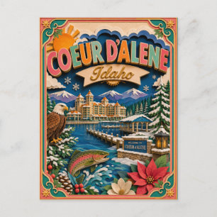 Cartão Postal PopCut Estados Coeur d’Alene Idaho Arte em Papel