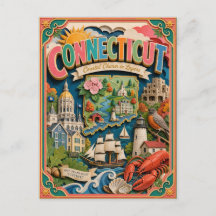 PopCut Estados Connecticut Colorida Arte em Papel
