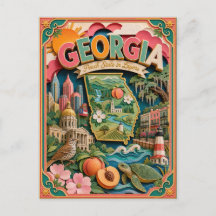 PopCut Estados da Geórgia Colorida Arte em Papel 3