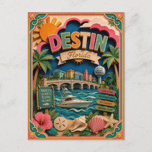 Cartão Postal PopCut Estados Destin Flórida Arte de Papel
