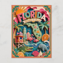 PopCut Estados Florida Colorida Arte em Papel 3D