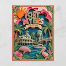 PopCut Estados Fort Myers Flórida Arte de Papel