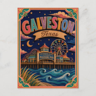 Cartão Postal PopCut Estados Galveston Texas Arte em Papel