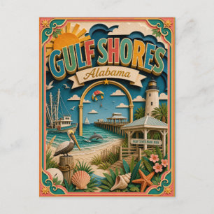 Cartão Postal PopCut Estados Golf Shores Alabama Arte em Papel