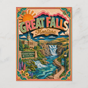 Cartão Postal PopCut Estados Great Falls Montana Arte em Papel