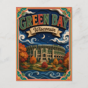 Cartão Postal PopCut Estados Green Bay Wisconsin Arte em Papel