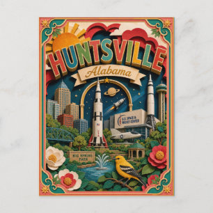 Cartão Postal PopCut Estados Huntsville Alabama Arte de Papel