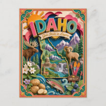 PopCut Estados Idaho Colorida Arte em Papel 3D