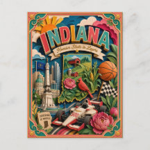 PopCut Estados Indiana Arte Colorida em Papel 3D
