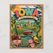 PopCut Estados Iowa Arte Colorida em Papel 3D