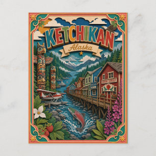 Cartão Postal PopCut Estados Ketchikan Alasca Arte em Papel