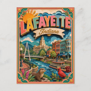 Cartão Postal PopCut Estados Lafayette Indiana Arte em Papel