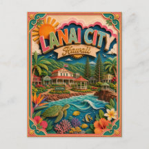 PopCut Estados Lanai City Havaí Arte em Papel