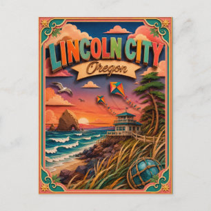 Cartão Postal PopCut Estados Lincoln City Oregon Arte em Papel