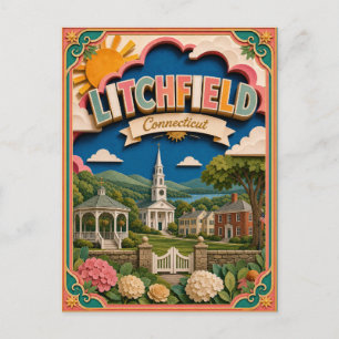 Cartão Postal PopCut Estados Litchfield Connecticut Arte em Pape