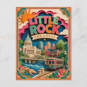 Cartão Postal PopCut Estados Little Rock Arkansas Arte de Papel