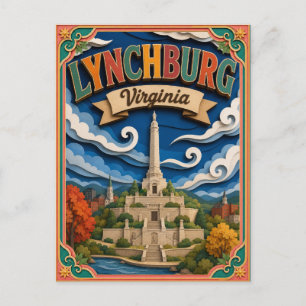 Cartão Postal PopCut Estados Lynchburg Virgínia Arte em Papel
