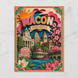 Cartão Postal PopCut Estados Macon Geórgia Arte de Papel