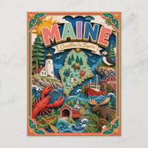PopCut Estados Maine Arte Colorida em Papel 3D