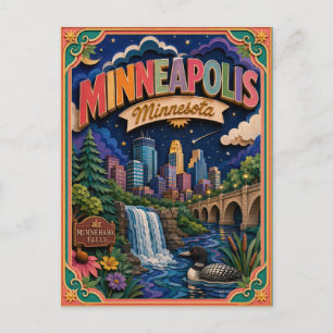 Cartão Postal PopCut Estados Minneapolis Minnesota Arte em Papel