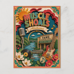 Cartão Postal PopCut Estados Muscle Shoals Alabama Arte de Papel