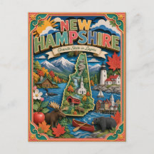 PopCut Estados New Hampshire Arte Colorida em Pape