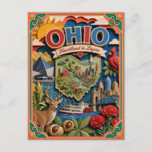 PopCut Estados Ohio Arte Colorida em Papel 3D