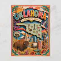 PopCut Estados Oklahoma Colorida Arte em Papel 3D