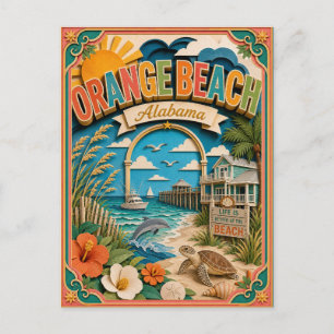 Cartão Postal PopCut Estados Orange Beach Alabama Arte de Papel
