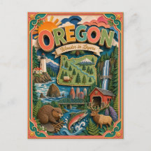 PopCut Estados Oregon Arte Colorida em Papel 3D