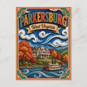 Cartão Postal PopCut Estados Parkersburg Virgínia Ocidental Arte