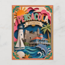 PopCut Estados Pensacola Flórida Arte em Papel