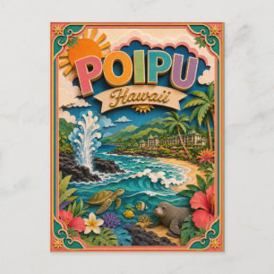 Cartão Postal PopCut Estados Poipu Havaí Arte de Papel