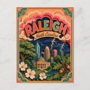 Cartão Postal PopCut Estados Raleigh Carolina do Norte Arte em P